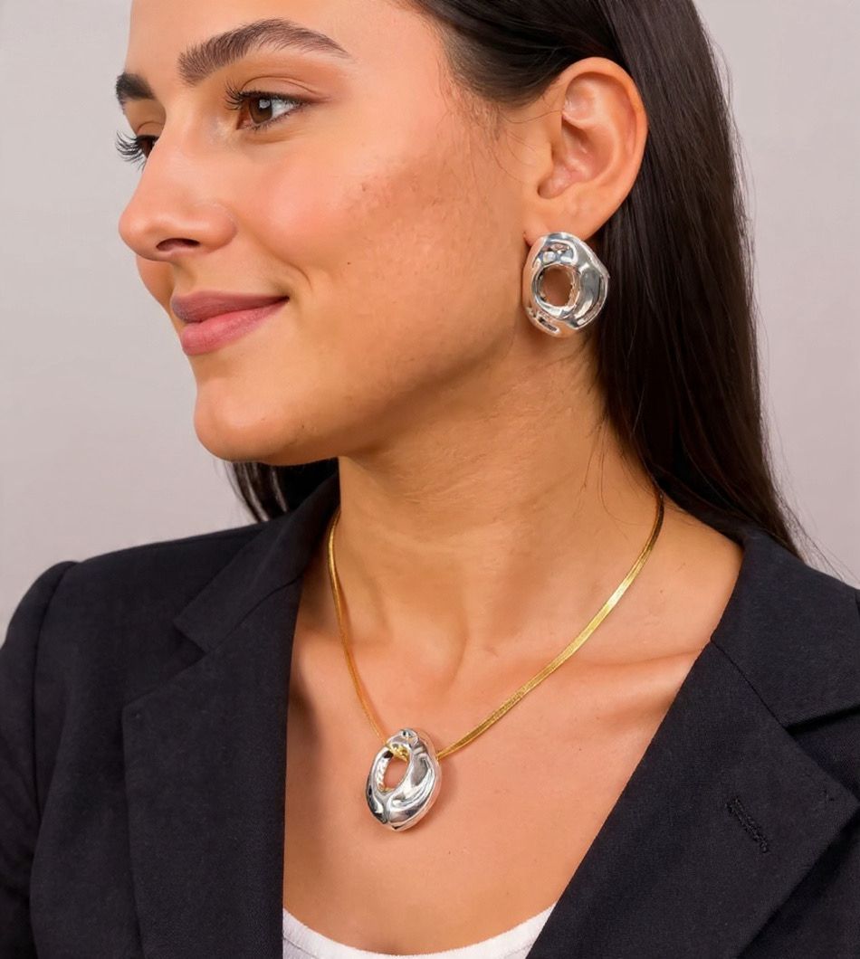 MIX CONJUNTO BRINCO E COLAR ORGÂNICO