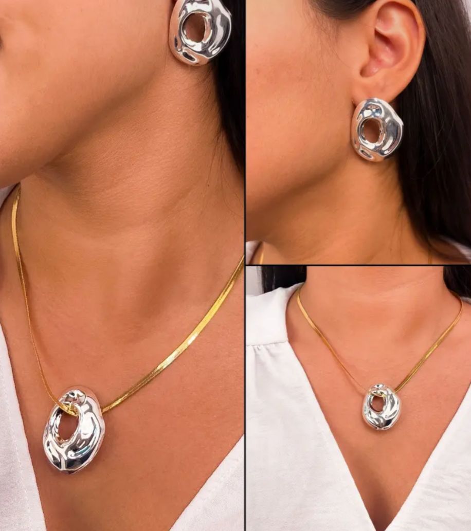 MIX CONJUNTO BRINCO E COLAR ORGÂNICO